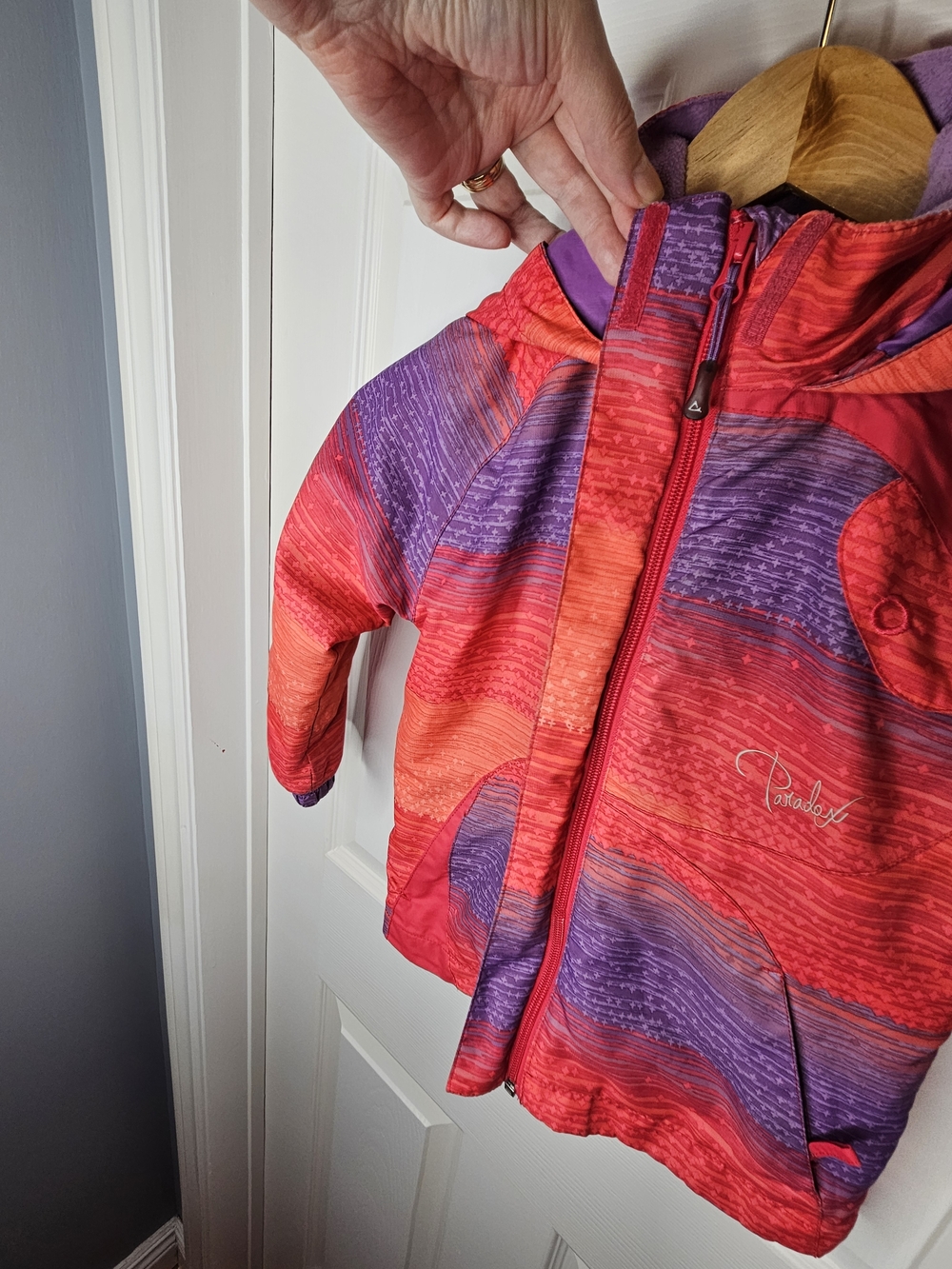 Paradox Girls Water Resistant Jacket Hooded Lightweight Coat Red Purple XS - Picture 11 of 16